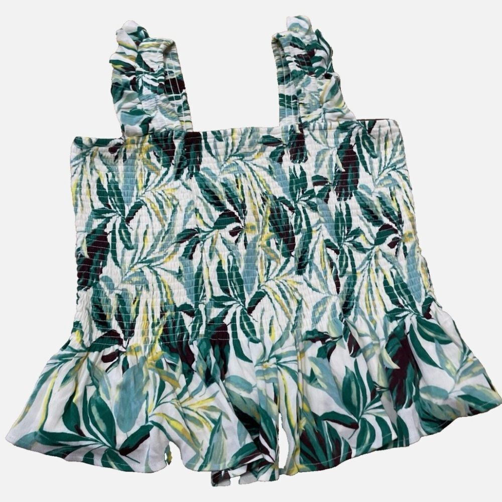 EUC Torrid Tropical Leaf Print Peplum Short Top - Picture 2 of 10